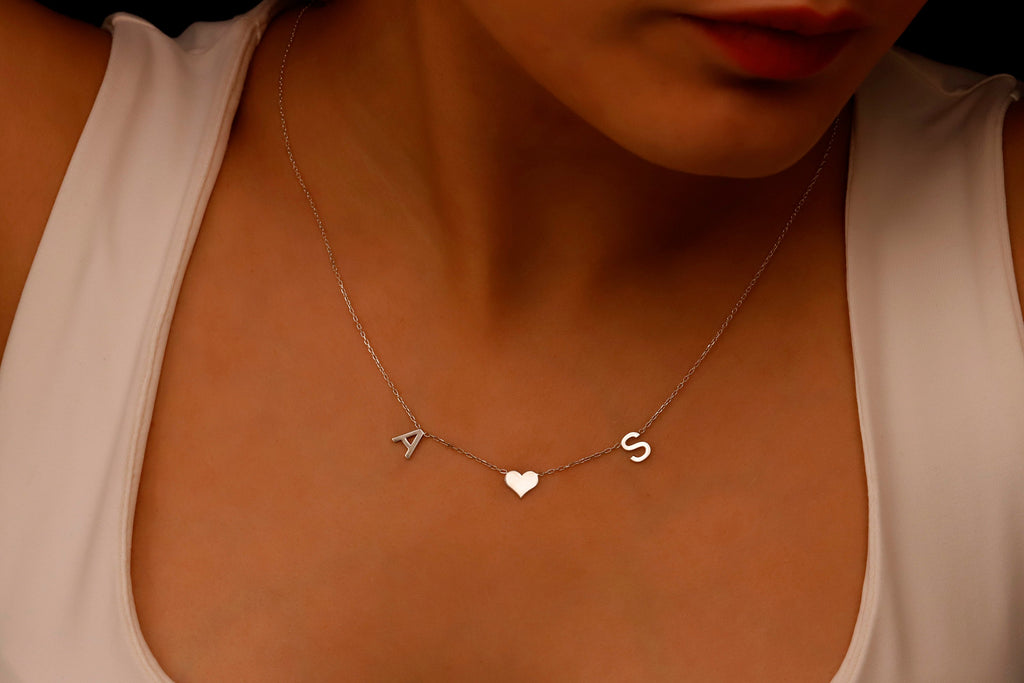 Initial Heart Necklace | 14K Gold Letter Pendant | Delicate Personalized Jewelry for Women